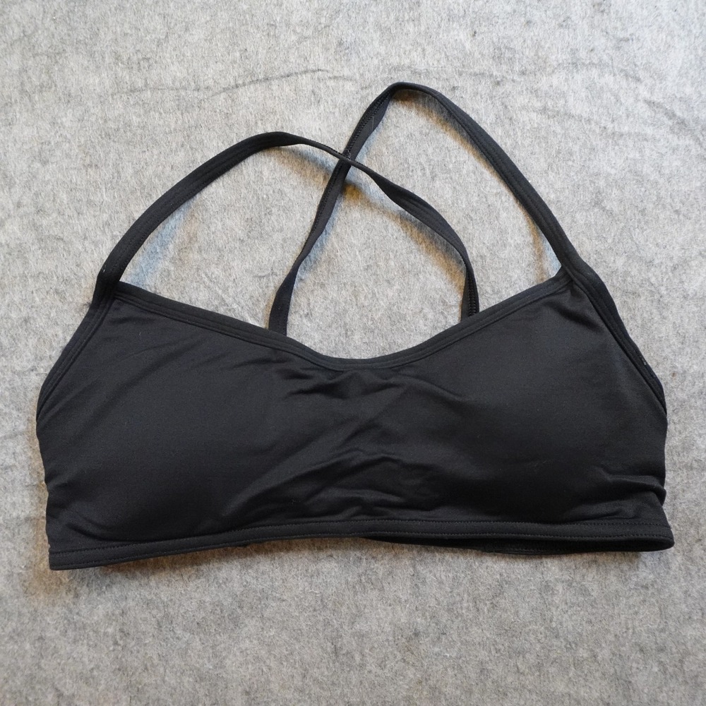 Lululemon Sports Bra Women 8 Black Laced With Intent Strappy Crisscross Yoga